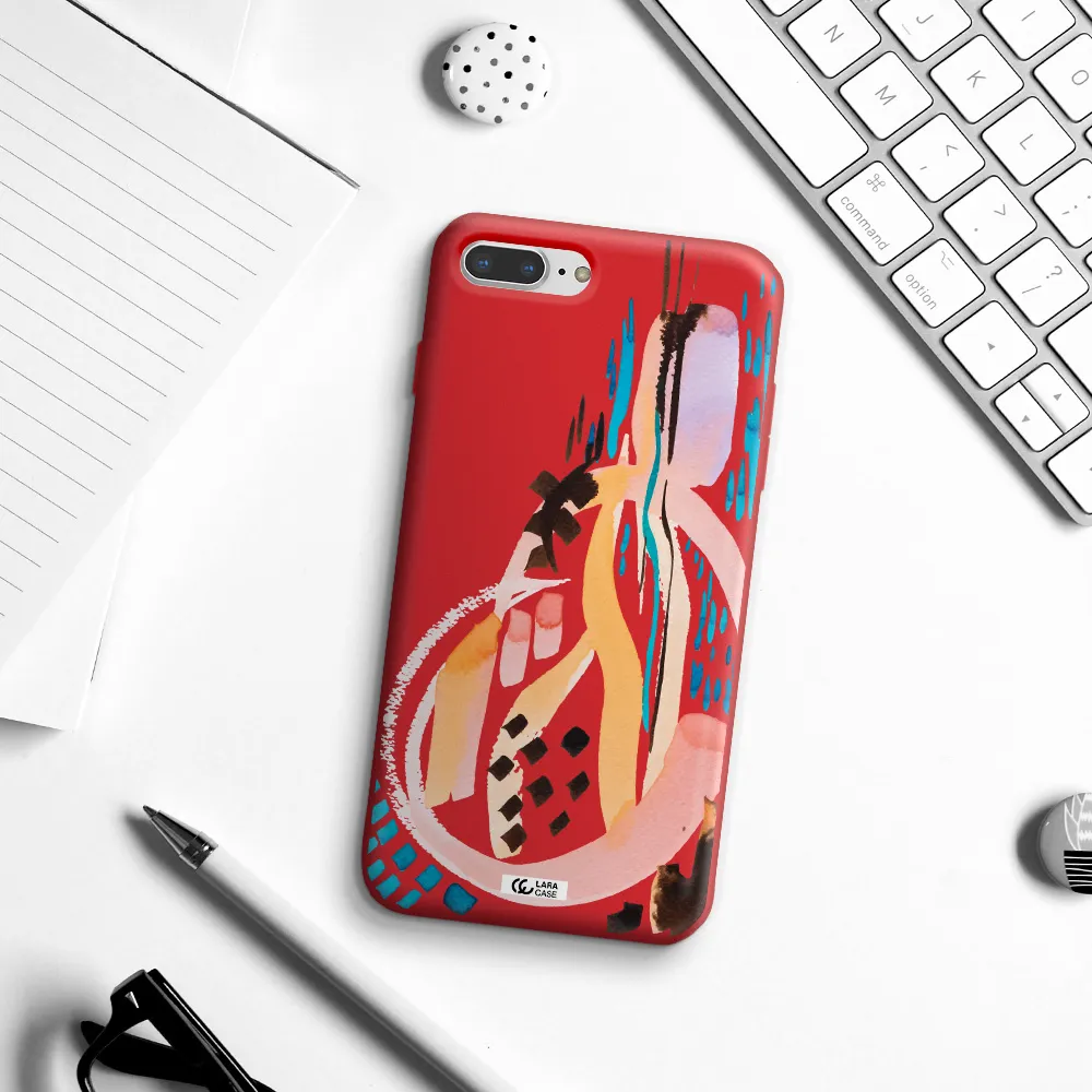 Watercolor Brush Paint Apple iPhone 8 plus Silicone Imperial Red Case