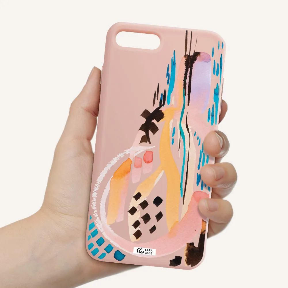 Watercolor Brush Paint Apple iPhone 8 plus Silicone pastel pink Case