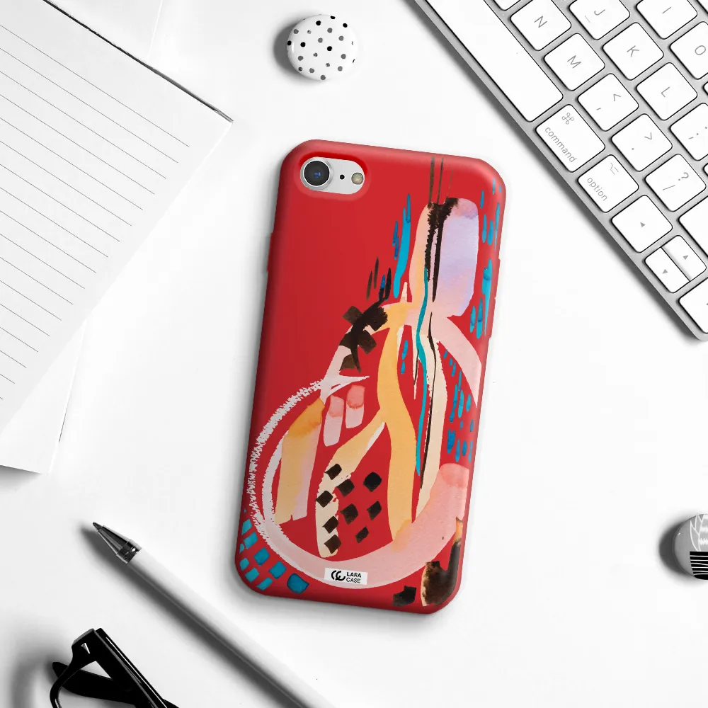 Watercolor Brush Paint Apple iPhone 8 Silicone Imperial Red Case