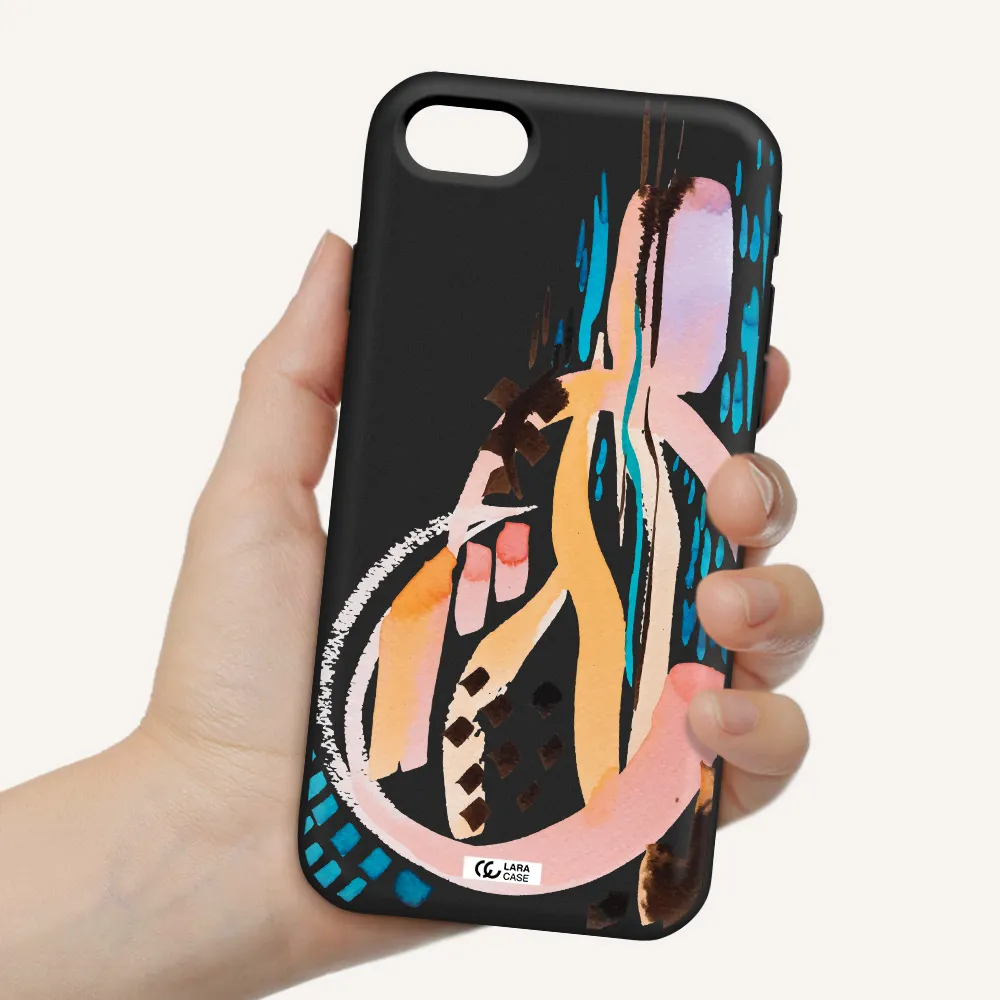 Watercolor Brush Paint Apple iPhone se 2020 Silicone black Case