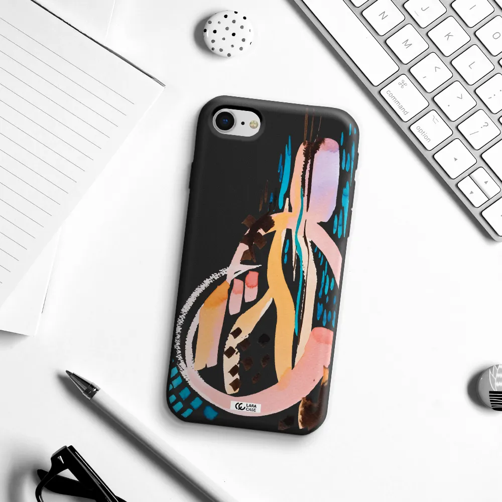 Watercolor Brush Paint Apple iPhone se 2020 Silicone black Case