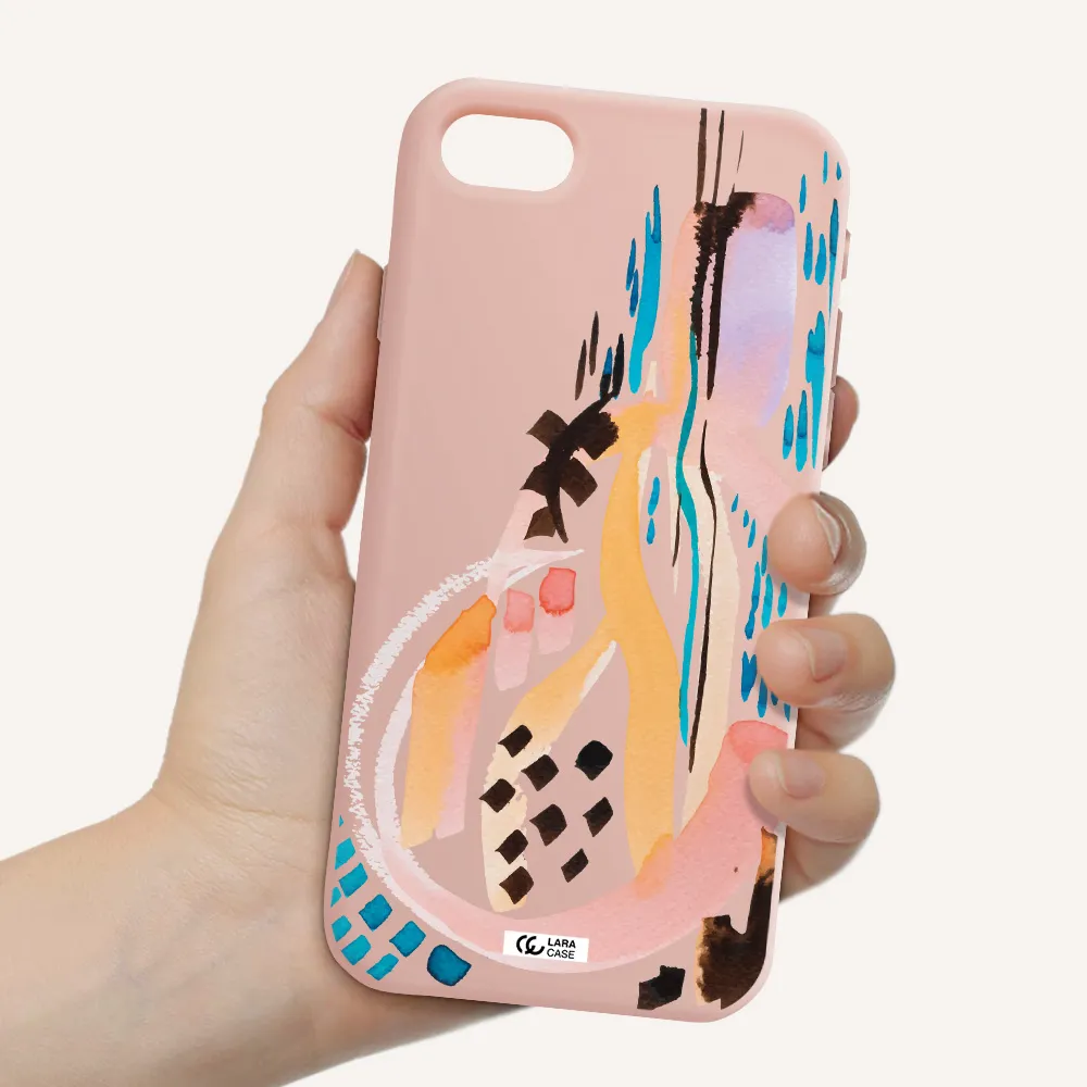 Watercolor Brush Paint Apple iPhone se 2020 Silicone pastel pink Case