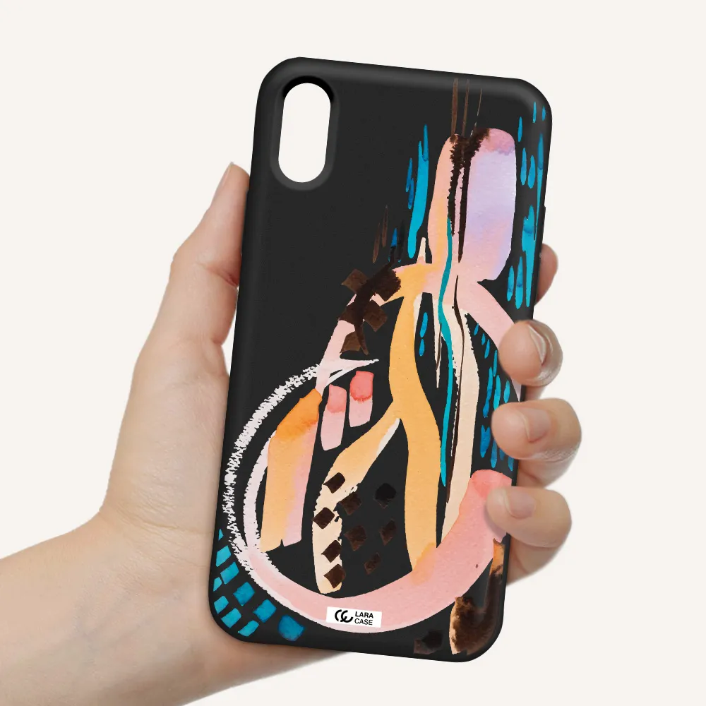 Watercolor Brush Paint Apple iPhone X Silicone black Case