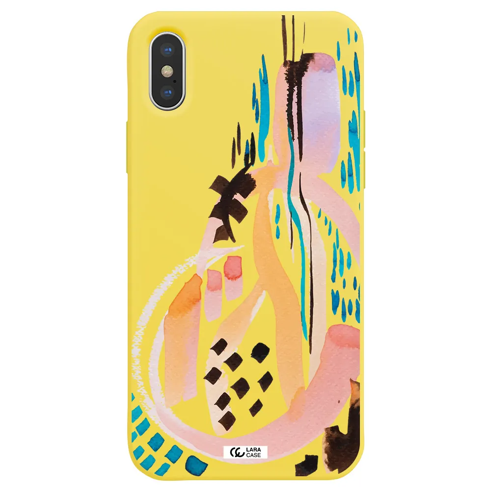 Watercolor Brush Paint Apple iPhone X Silicone canary yellow Case
