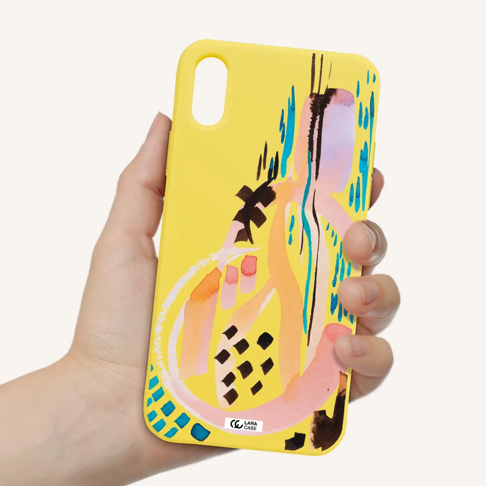 Watercolor Brush Paint Apple iPhone X Silicone canary yellow Case