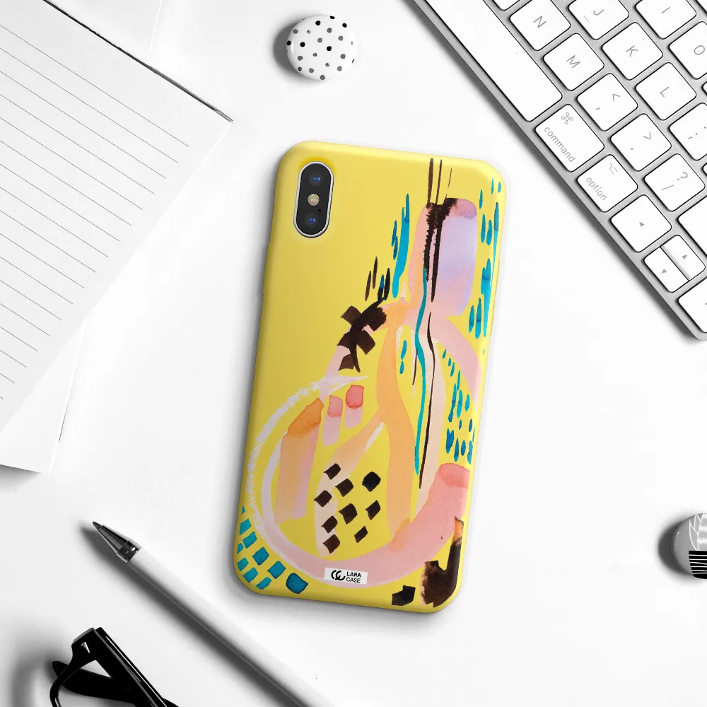 Watercolor Brush Paint Apple iPhone X Silicone canary yellow Case