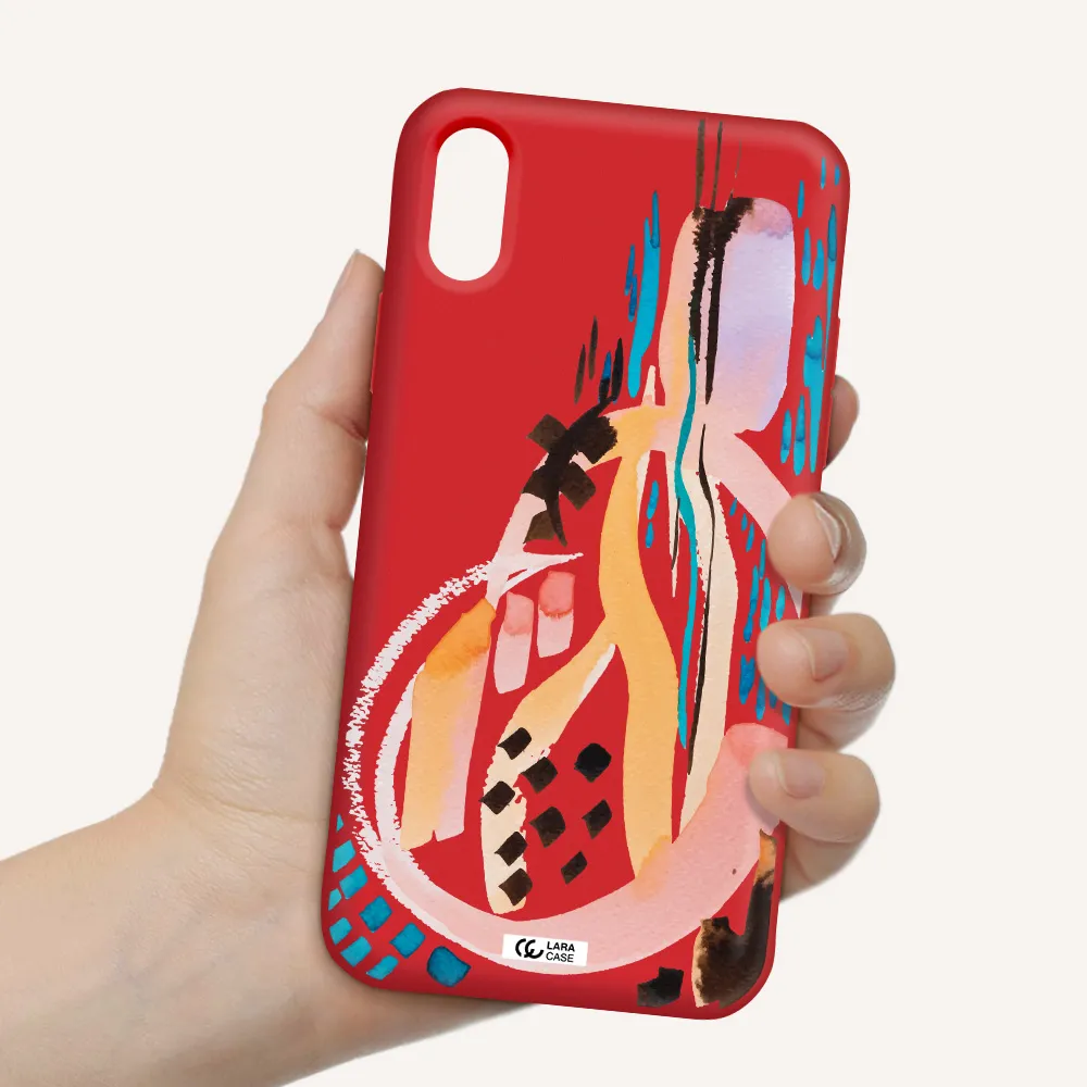 Watercolor Brush Paint Apple iPhone X Silicone Imperial Red Case