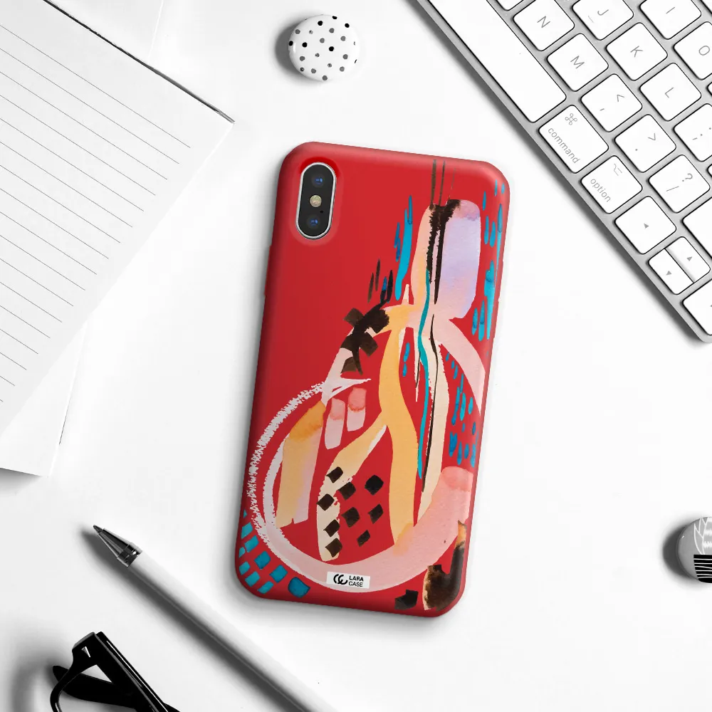 Watercolor Brush Paint Apple iPhone X Silicone Imperial Red Case