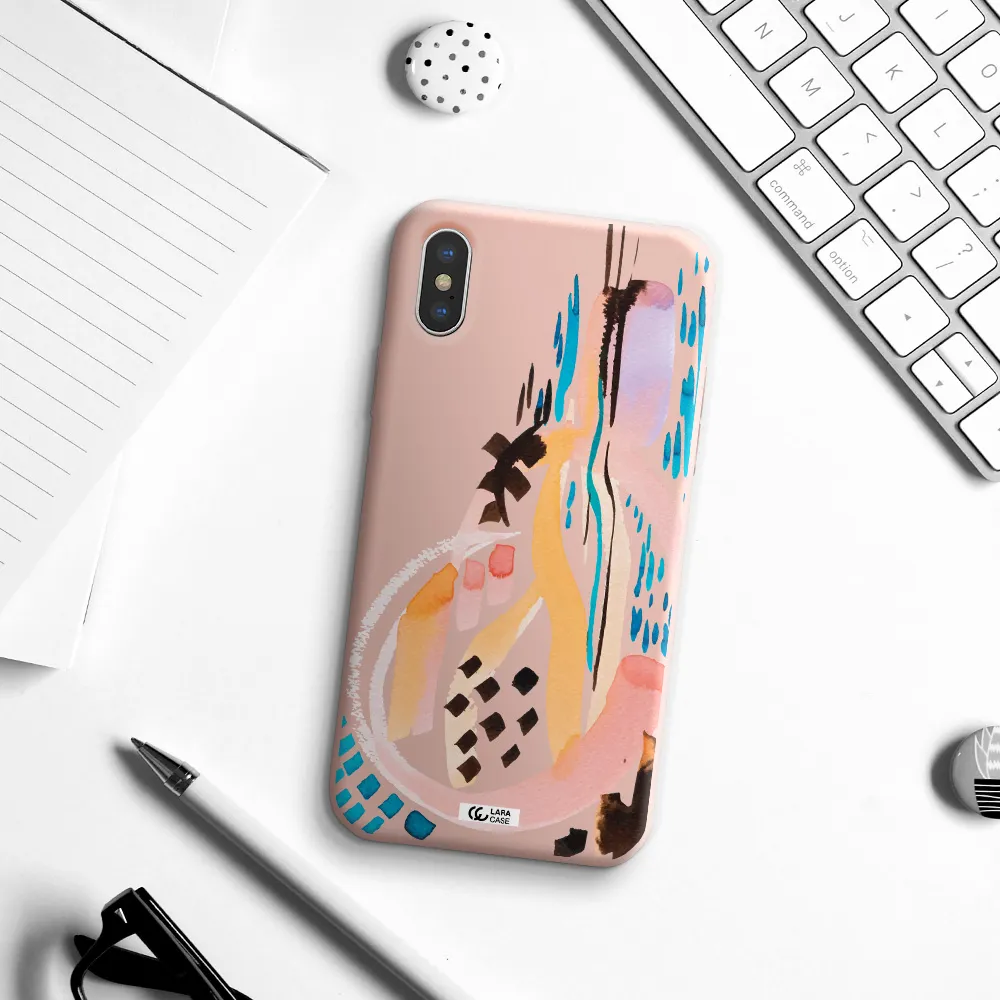 Watercolor Brush Paint Apple iPhone X Silicone pastel pink Case