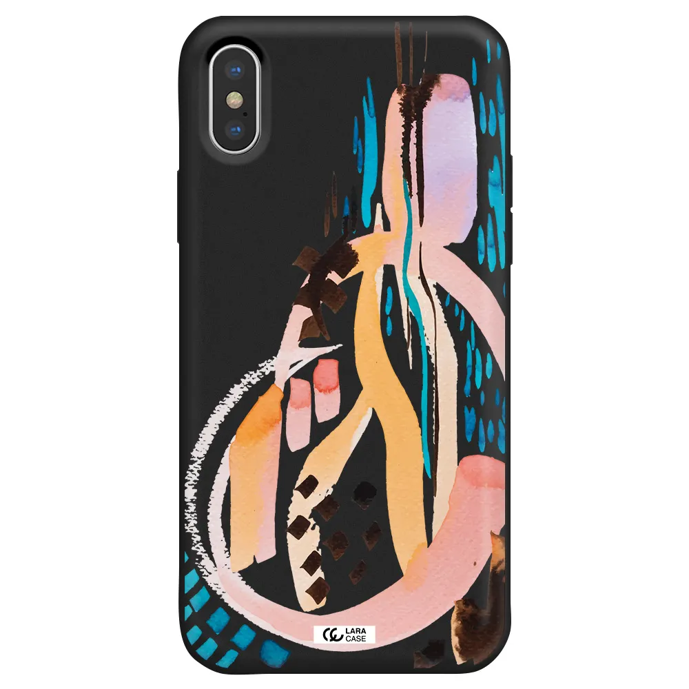 Watercolor Brush Paint Apple iPhone XS Silicone black Case