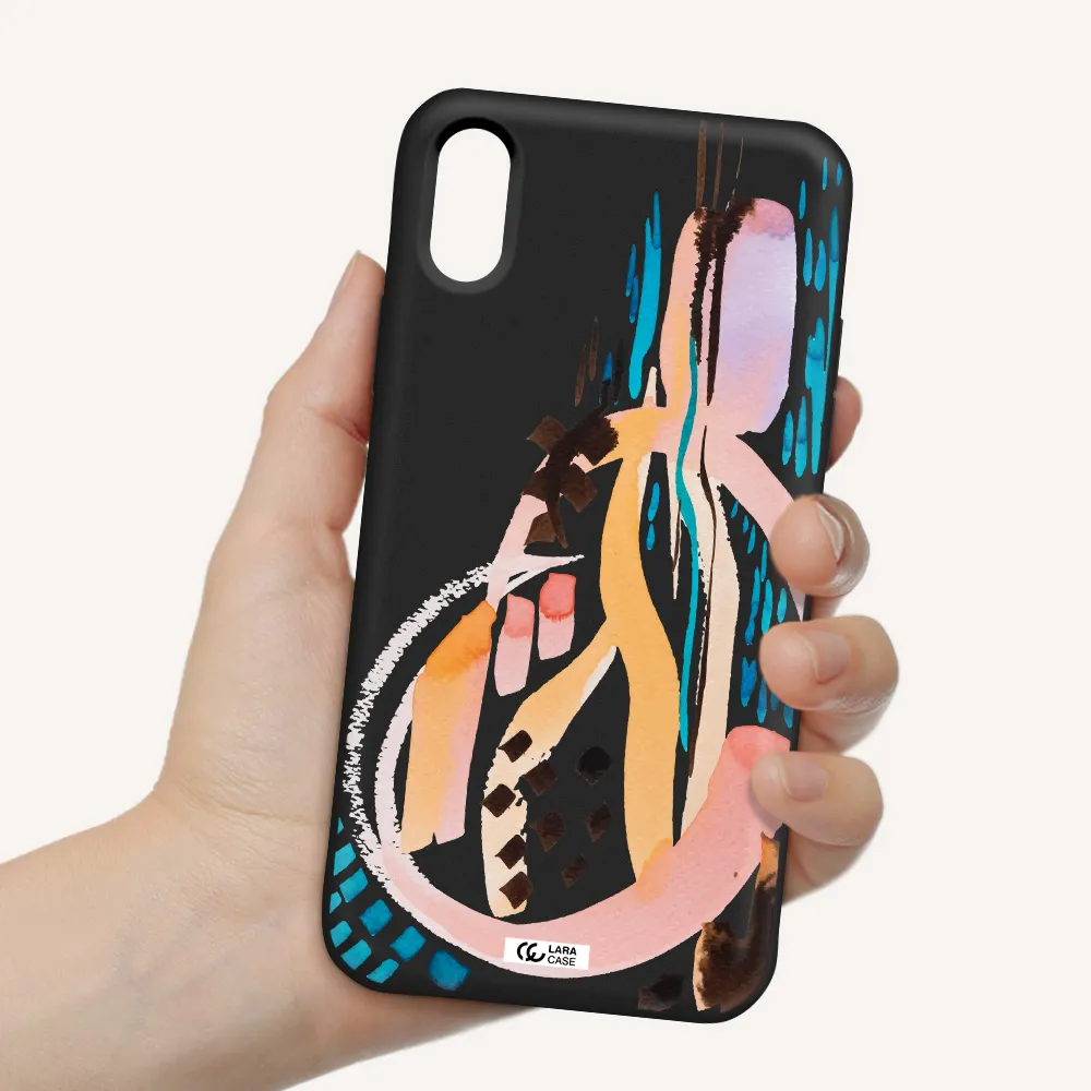 Watercolor Brush Paint Apple iPhone XS Silicone black Case
