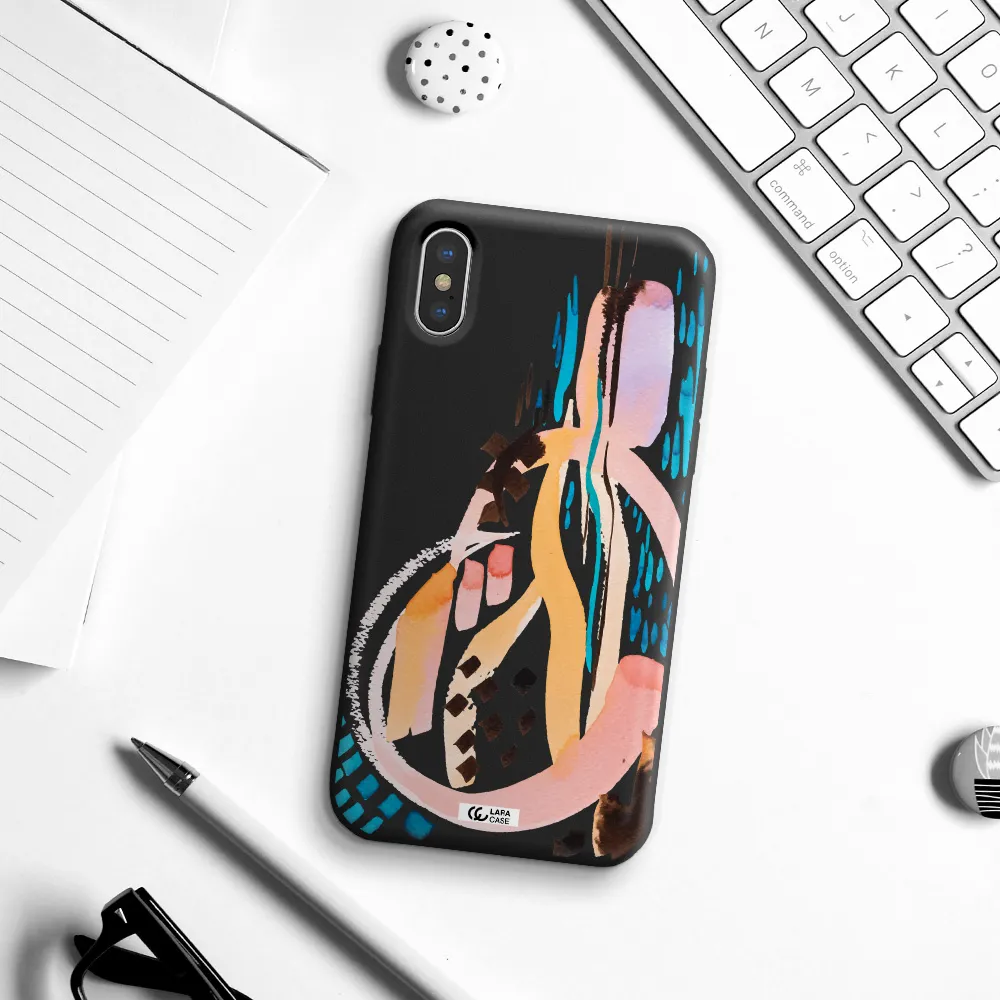 Watercolor Brush Paint Apple iPhone XS Silicone black Case