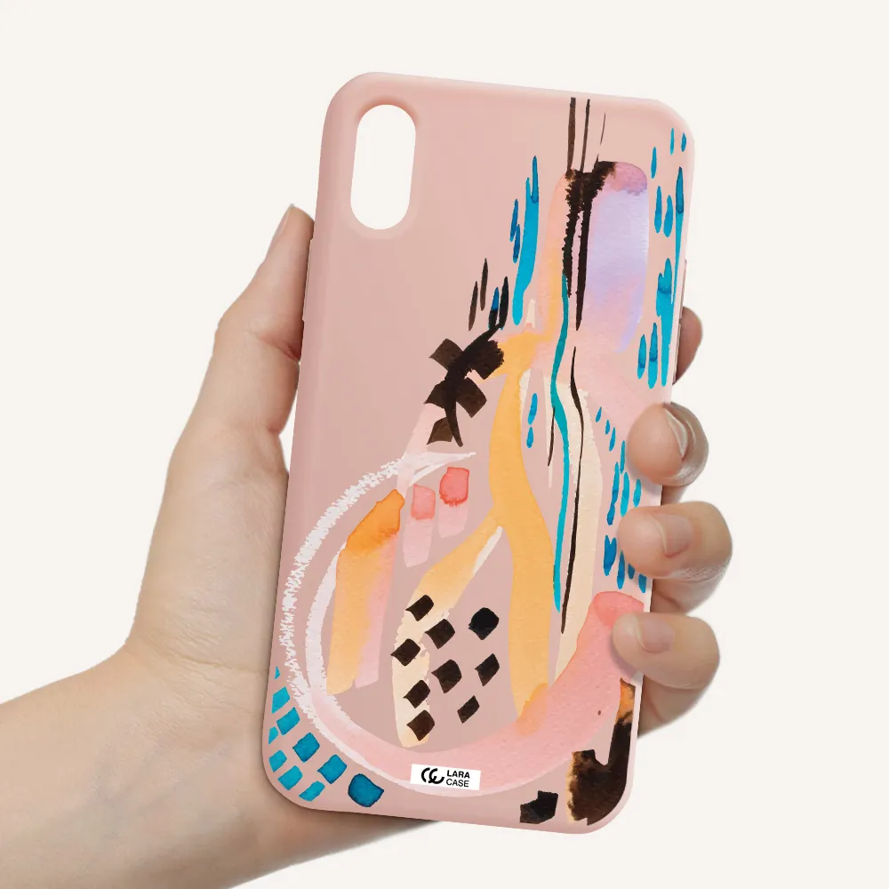 Watercolor Brush Paint Apple iPhone XS Silicone pastel pink Case
