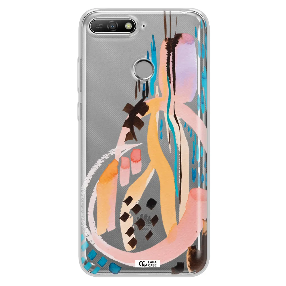 Watercolor Brush Paint Huawei Y6 Prime 2018 Clear TPU Case