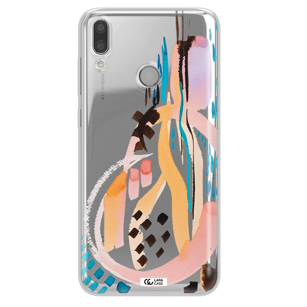 Watercolor Brush Paint Huawei Y7 2019 Clear TPU Case
