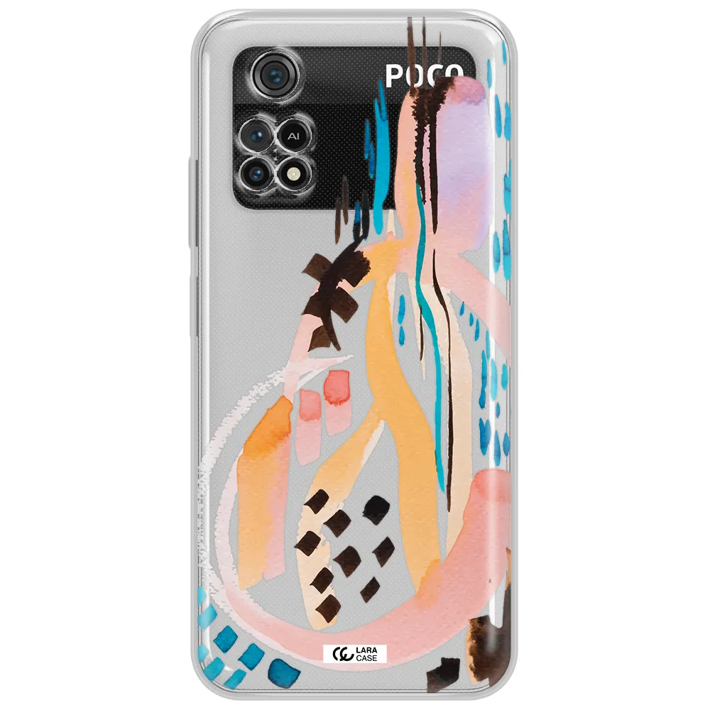 Watercolor Brush Paint Xiaomi Poco M4 Pro 4G Clear Tpu Case