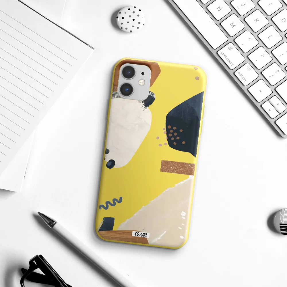 Abstract Design Apple iPhone 11 Silicone canary yellow Case