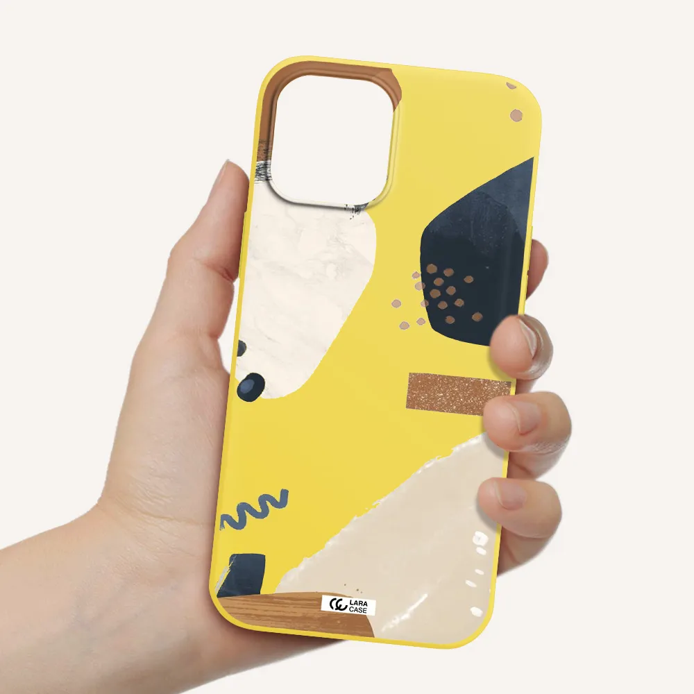 Abstract Design Apple iPhone 12 pro Silicone canary yellow Case