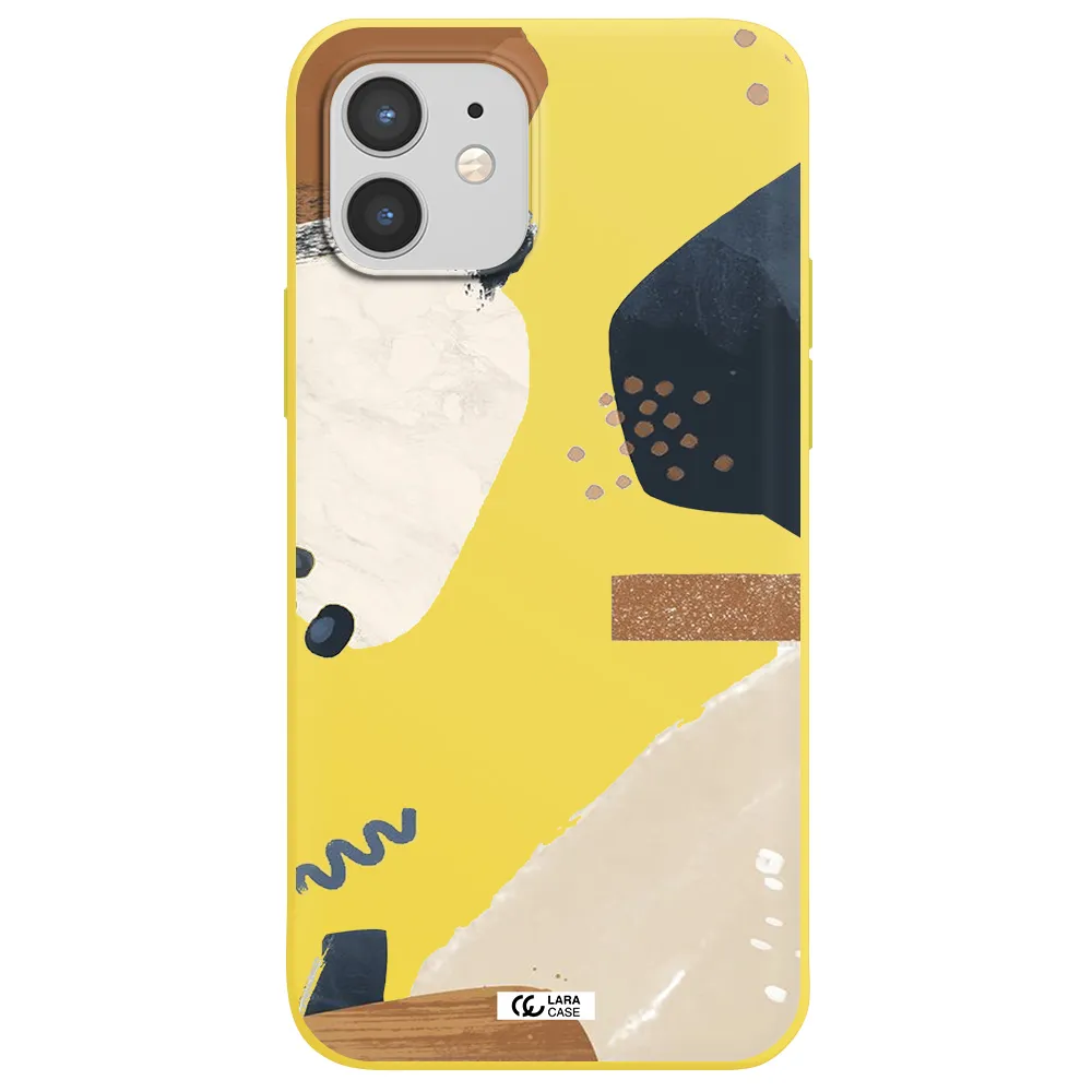 Abstract Design Apple iPhone 12 Silicone canary yellow Case