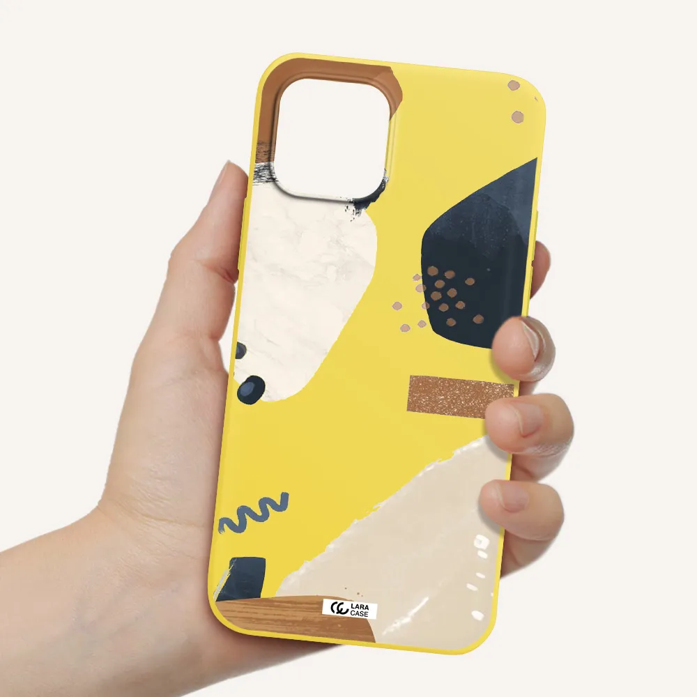Abstract Design Apple iPhone 12 Silicone canary yellow Case
