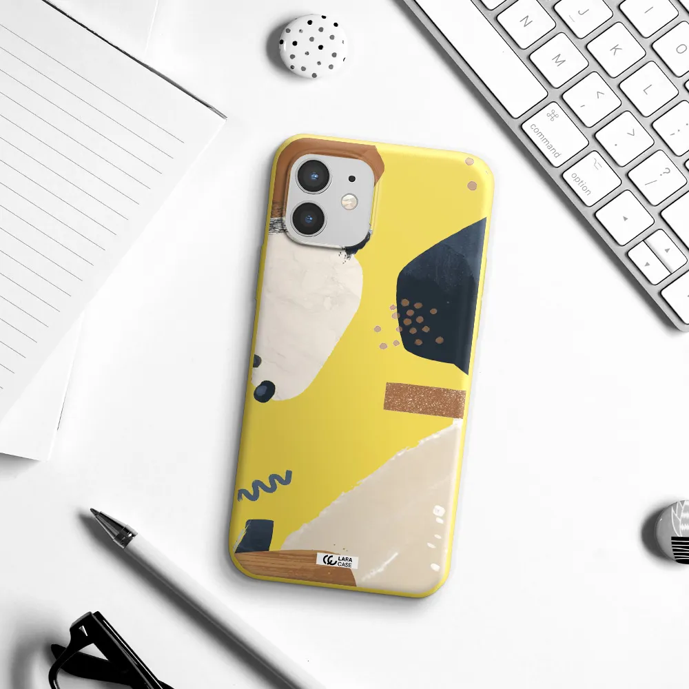 Abstract Design Apple iPhone 12 Silicone canary yellow Case