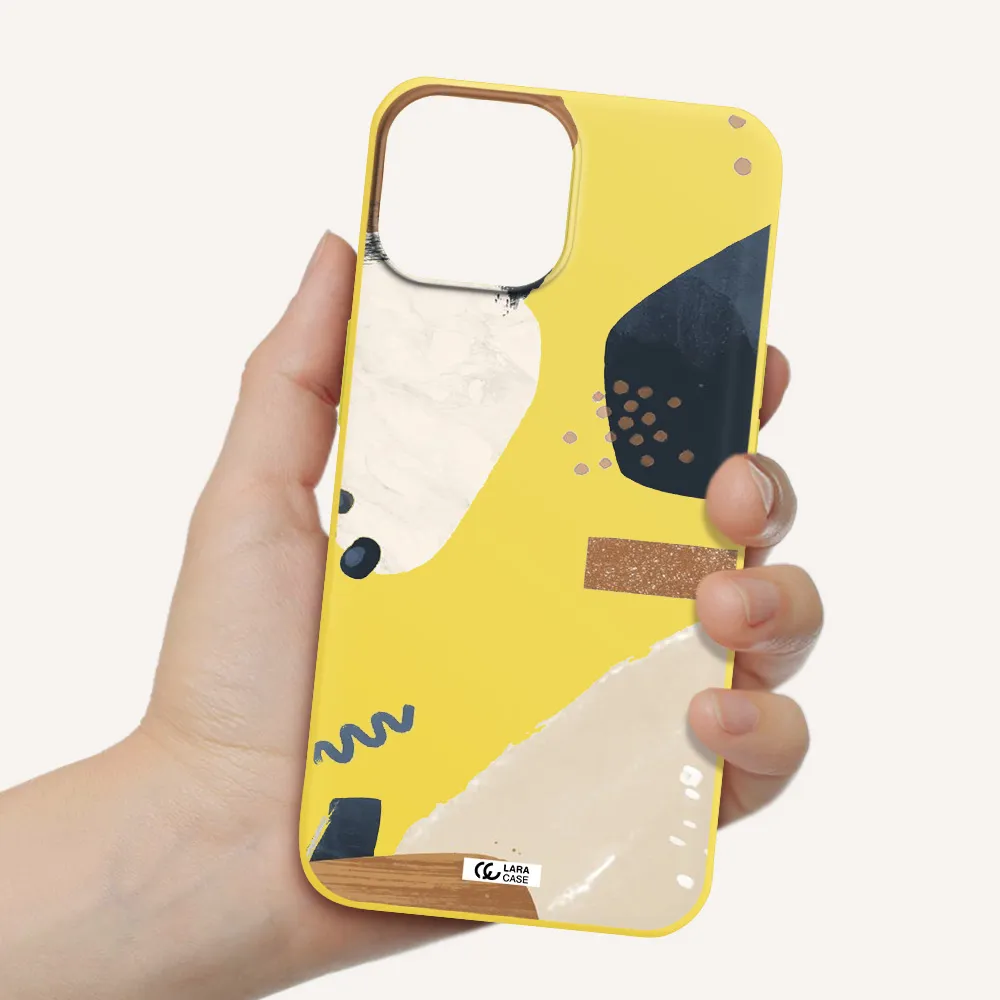 Abstract Design Apple iPhone 13 mini Silicone canary yellow Case