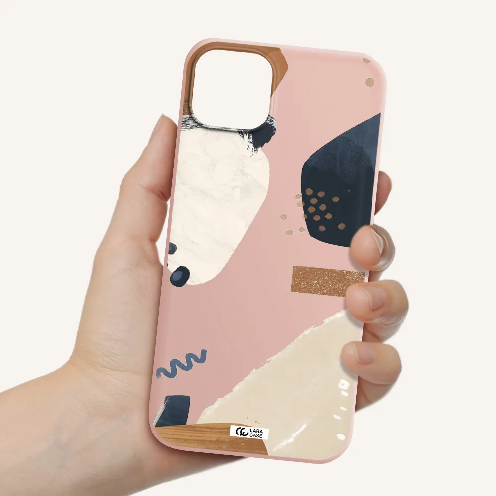 Abstract Design Apple iPhone 14 plus Silicone pastel pink Case