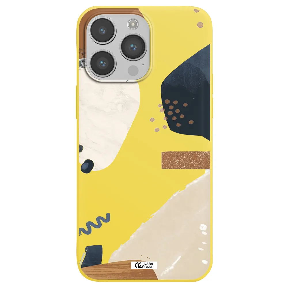 Abstract Design Apple iPhone 14 pro max Silicone canary yellow Case