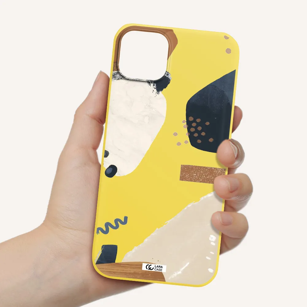 Abstract Design Apple iPhone 14 Silicone canary yellow Case