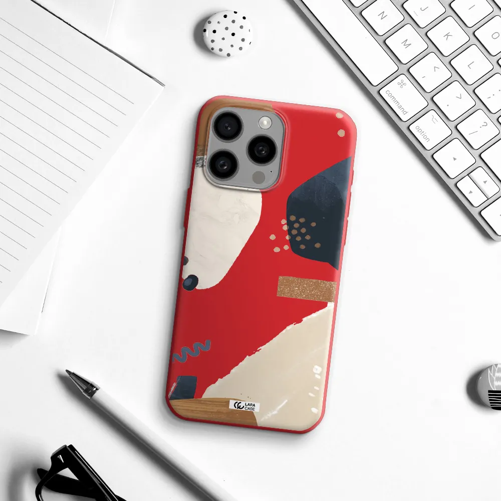Abstract Design Apple Iphone 15 Pro Max Silicone Imperial Red Case