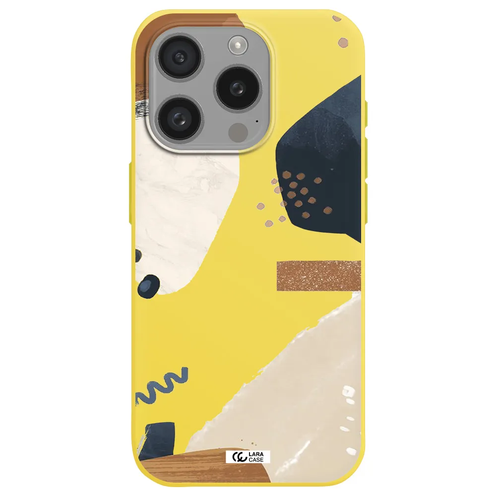 Abstract Design Apple Iphone 15 Pro Silicone Canary Yellow Case