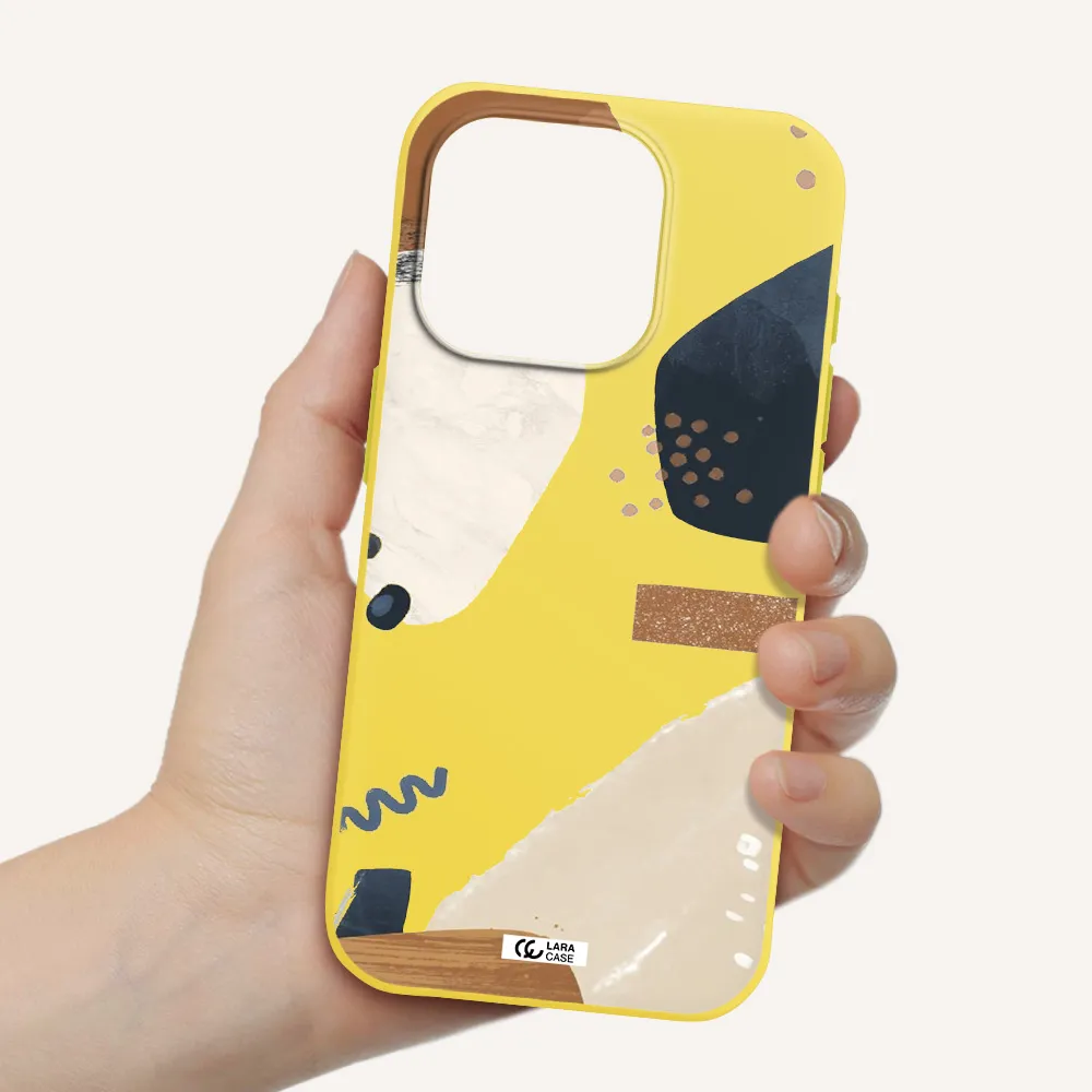 Abstract Design Apple Iphone 15 Pro Silicone Canary Yellow Case