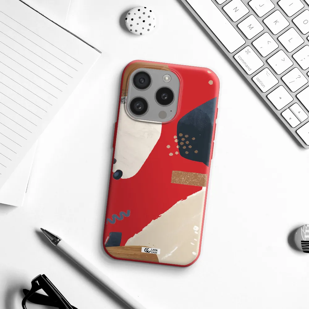Abstract Design Apple Iphone 15 Pro Silicone Imperial Red Case