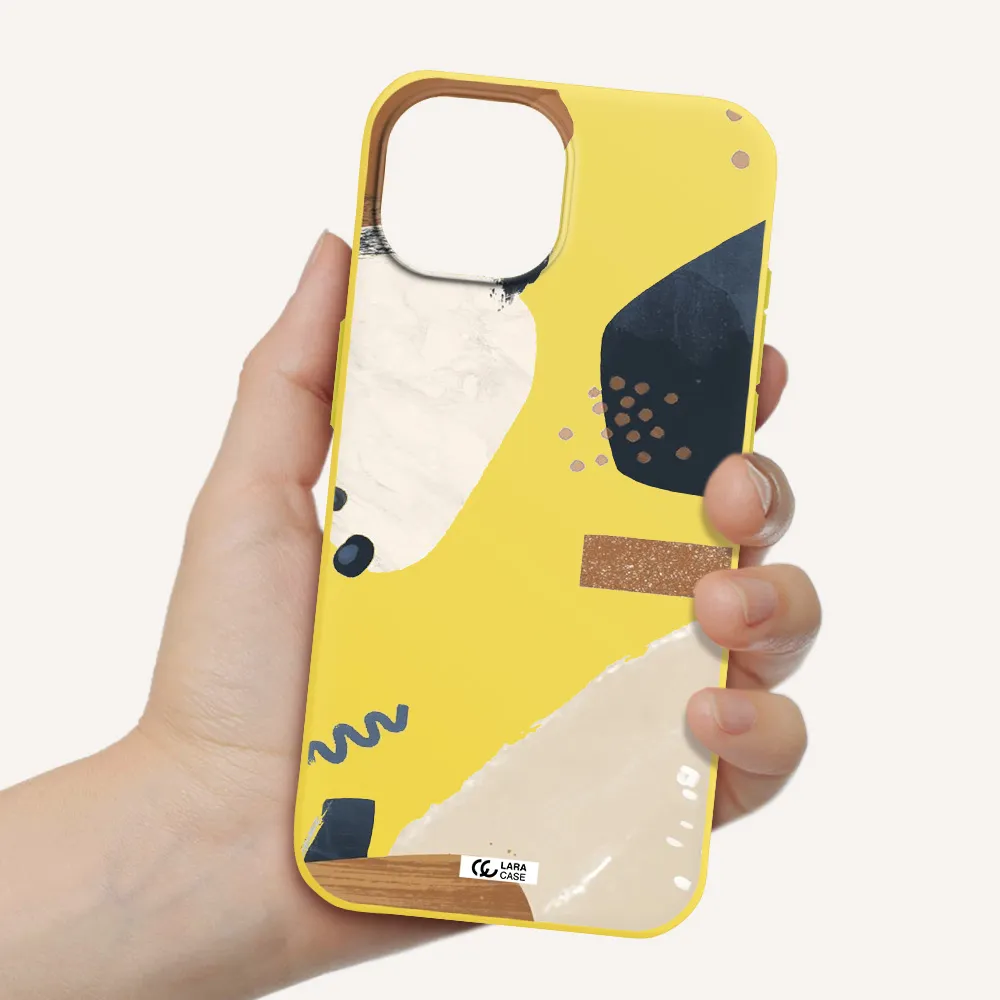 Abstract Design Apple iPhone 15 Silicone canary yellow Case