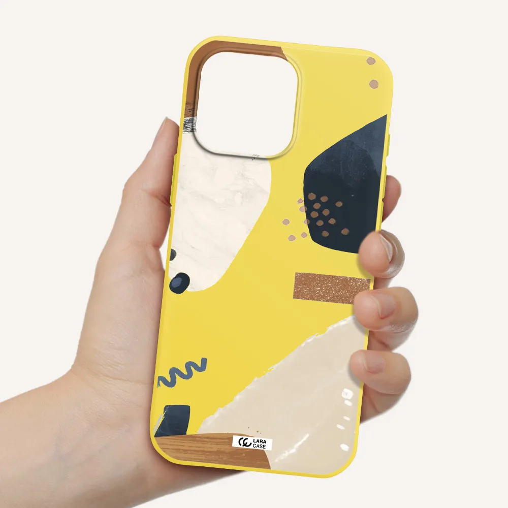 Abstract Design Apple Iphone 16 Pro Max Silicone Canary Yellow Case