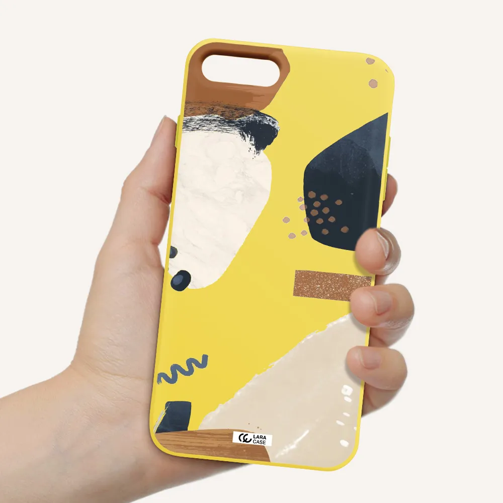 Abstract Design Apple iPhone 7 plus Silicone canary yellow Case