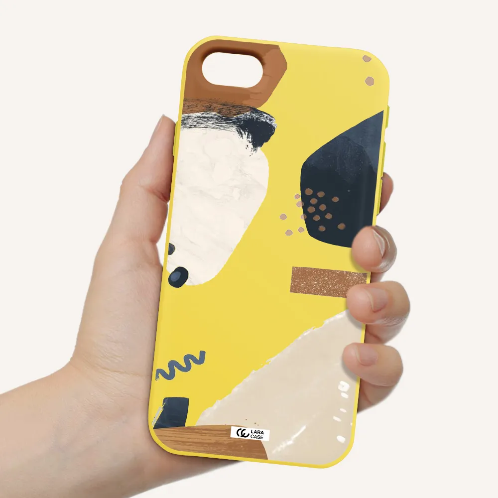 Abstract Design Apple iPhone se 2020 Silicone canary yellow Case