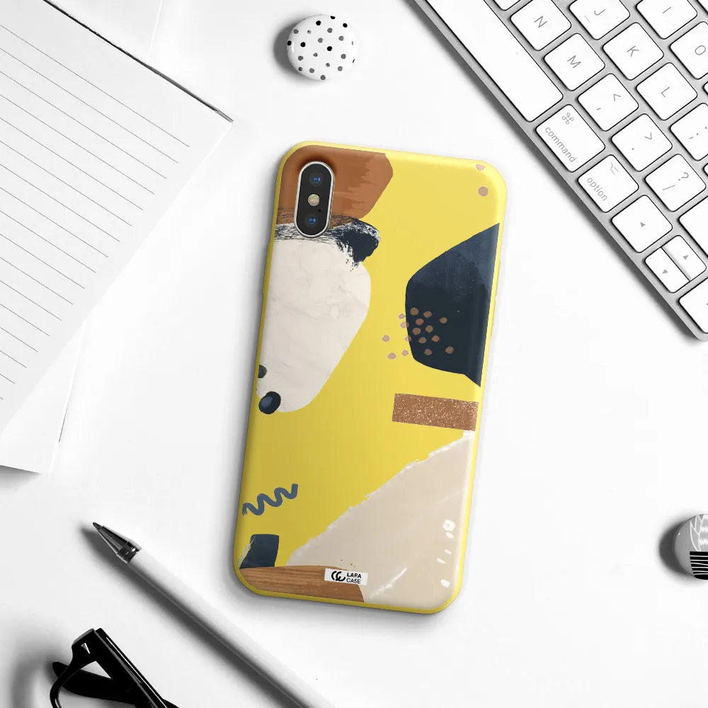 Abstract Design Apple iPhone XS Silicone canary yellow Case