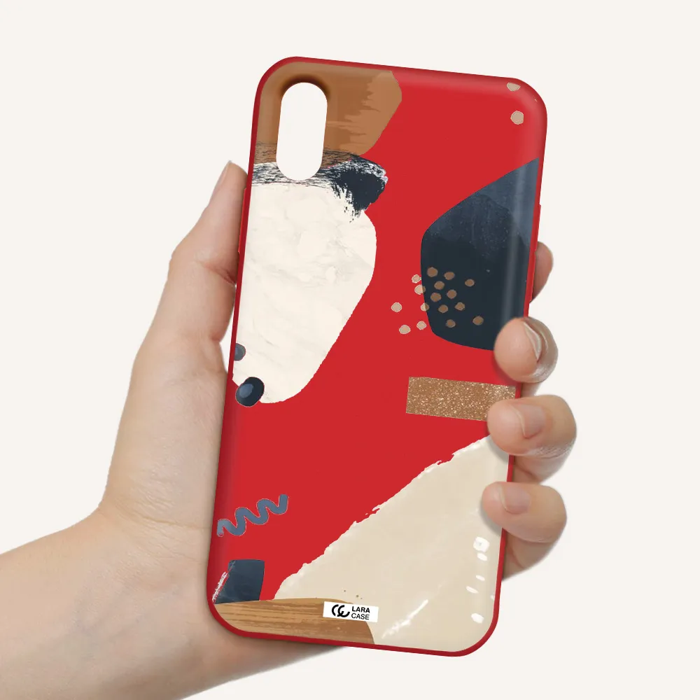 Abstract Design Apple iPhone XS Silicone Imperial Red Case