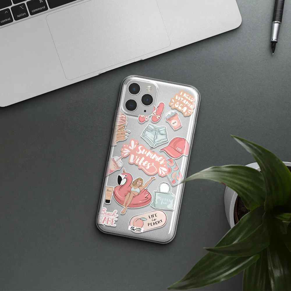 Summer Vibes Sticker Apple iPhone 11 pro Clear TPU Case
