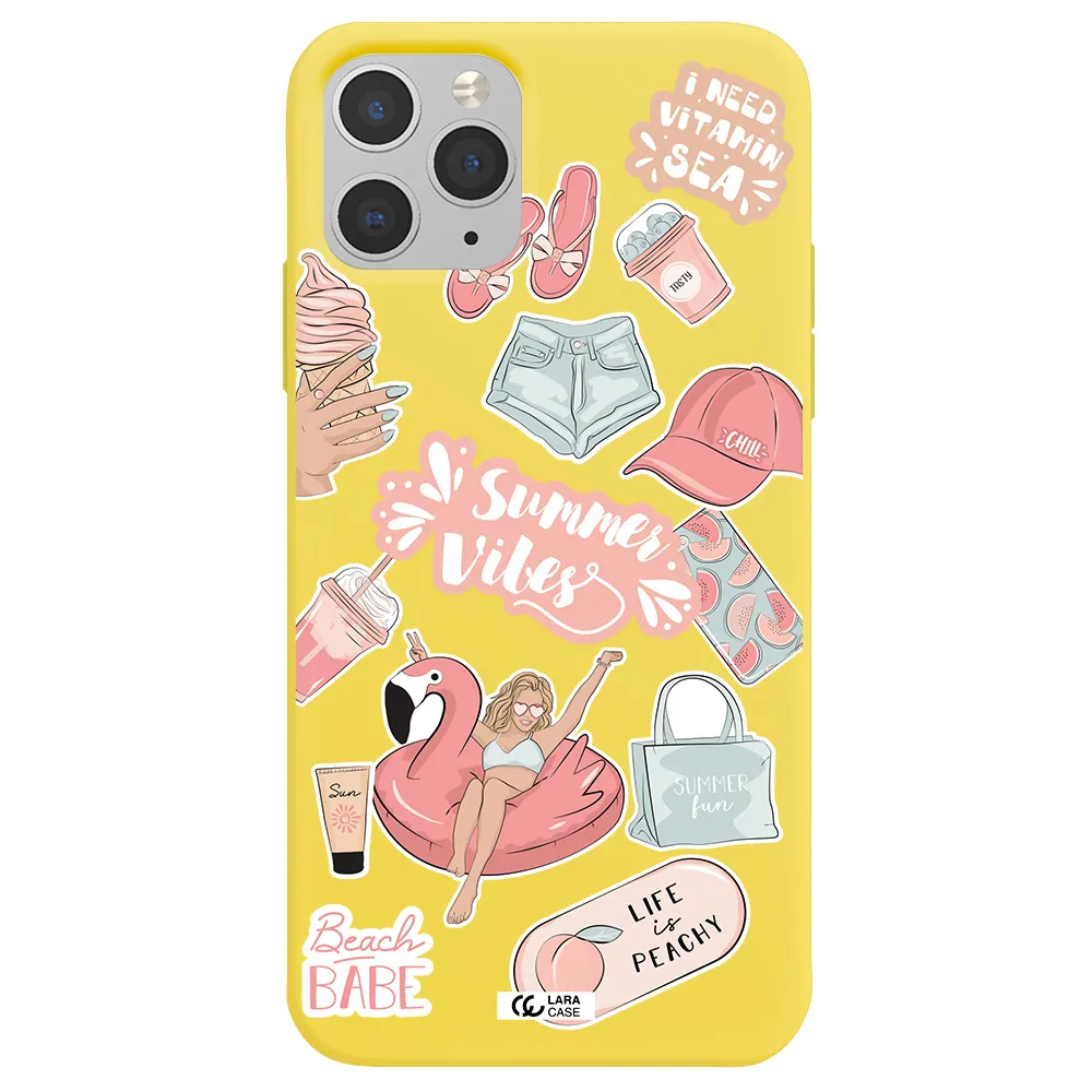 Summer Vibes Sticker Apple iPhone 11 pro max Silicone canary yellow Case