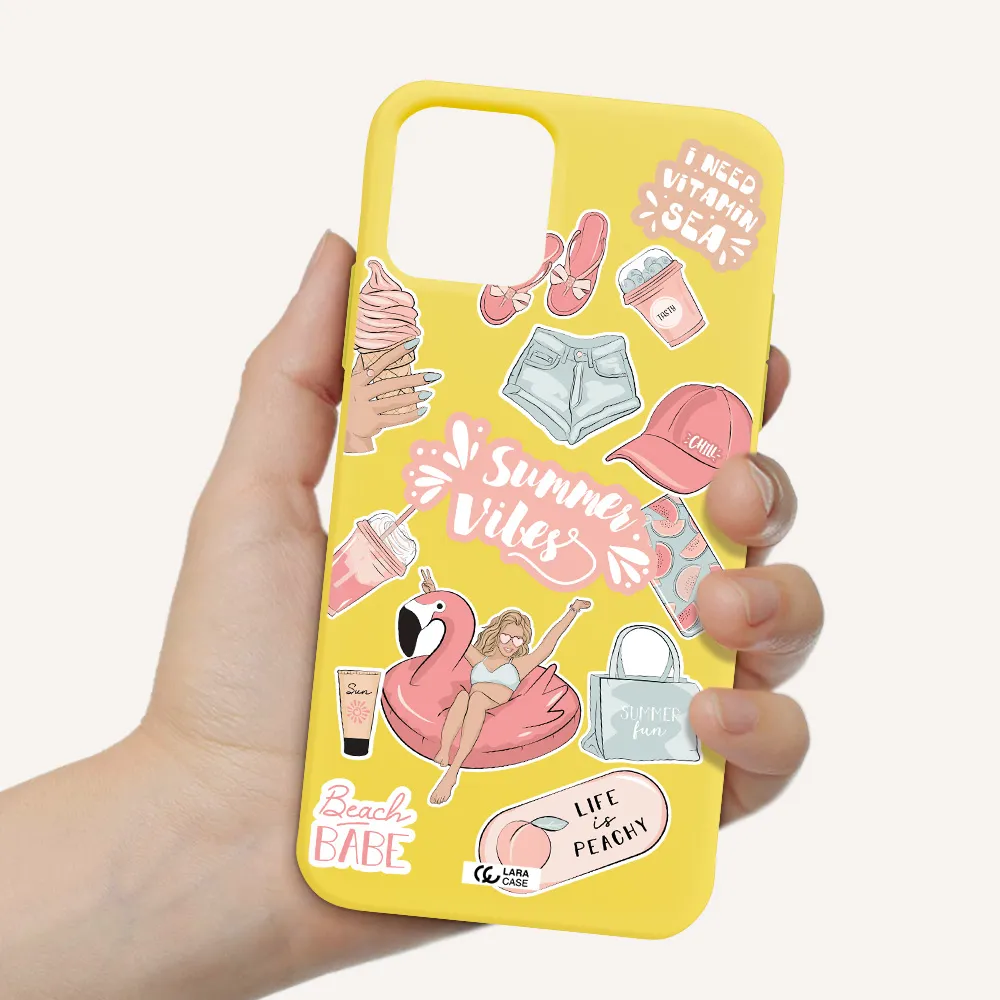 Summer Vibes Sticker Apple iPhone 11 pro max Silicone canary yellow Case