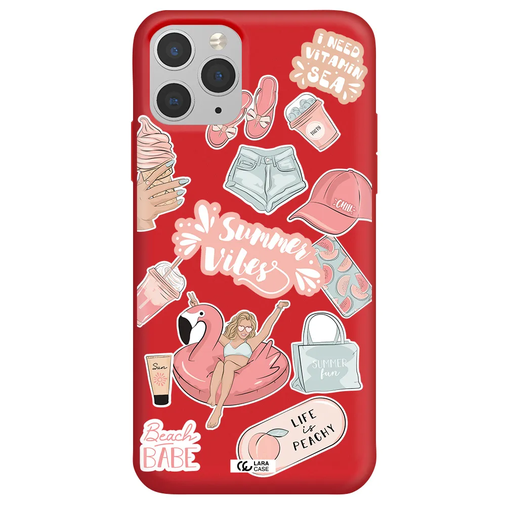 Summer Vibes Sticker Apple iPhone 11 pro max Silicone Imperial Red Case