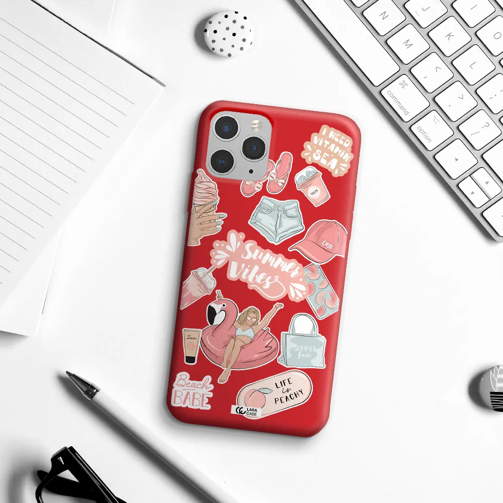 Summer Vibes Sticker Apple iPhone 11 pro max Silicone Imperial Red Case