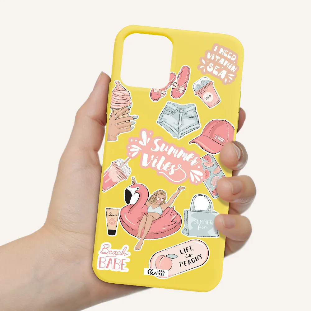 Summer Vibes Sticker Apple iPhone 11 pro Silicone canary yellow Case