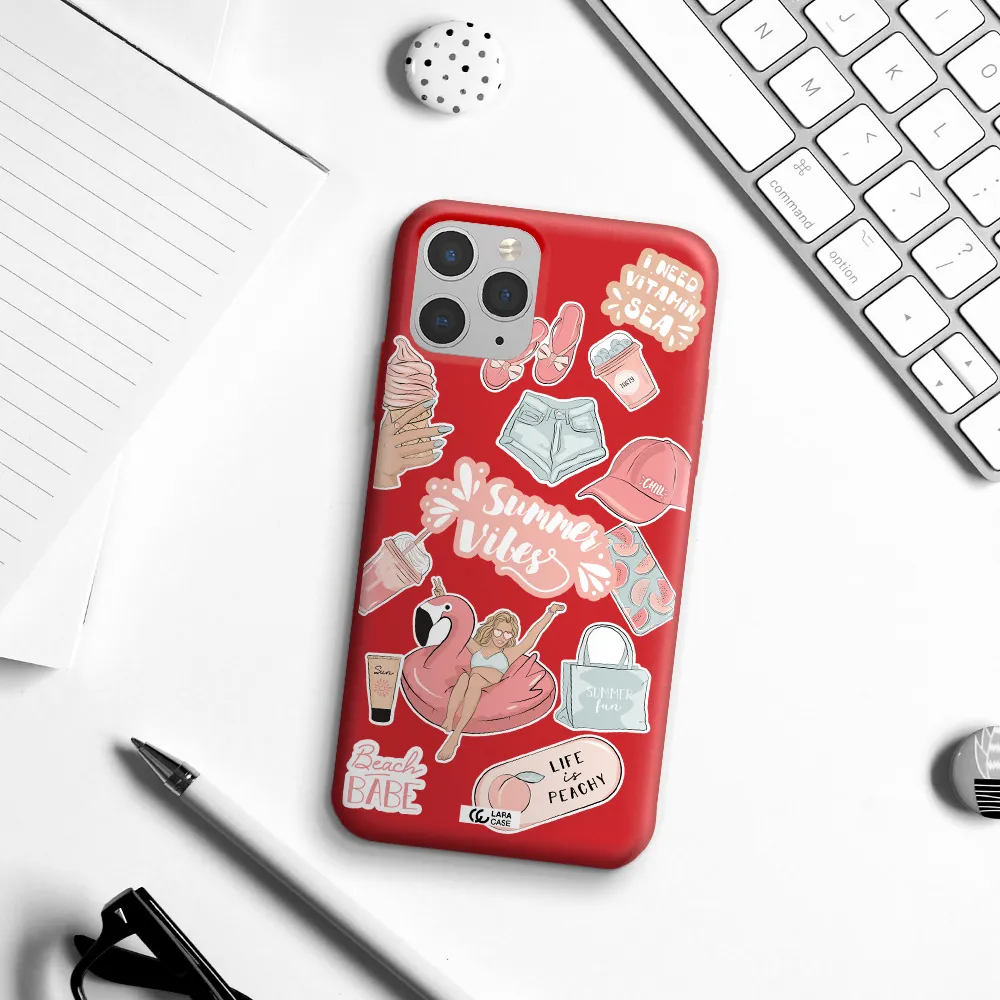 Summer Vibes Sticker Apple iPhone 11 pro Silicone Imperial Red Case