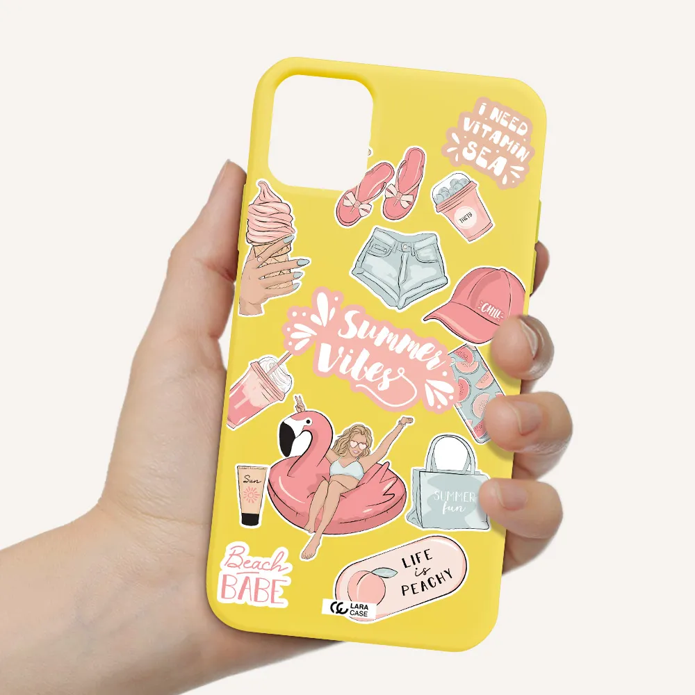 Summer Vibes Sticker Apple iPhone 11 Silicone canary yellow Case