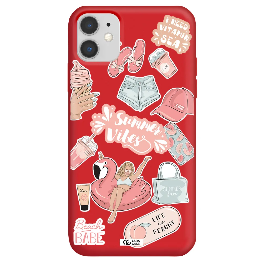 Summer Vibes Sticker Apple iPhone 11 Silicone Imperial Red Case
