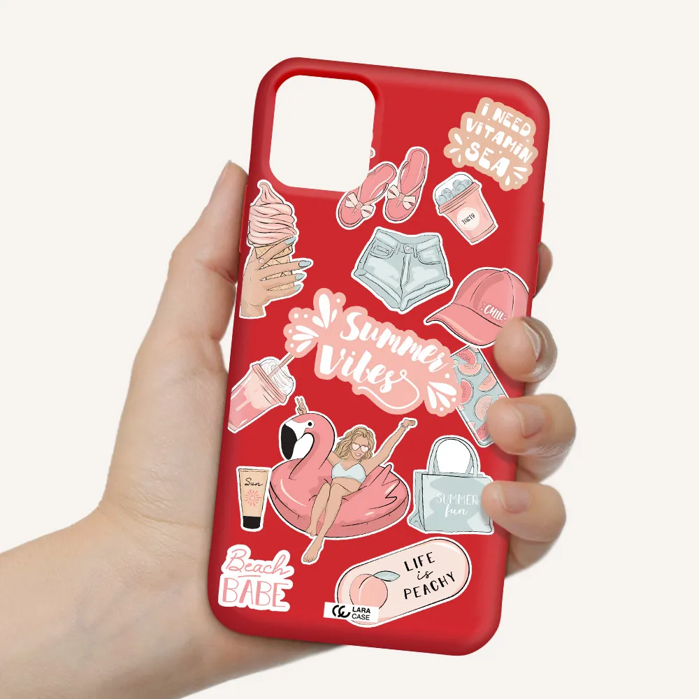 Summer Vibes Sticker Apple iPhone 11 Silicone Imperial Red Case