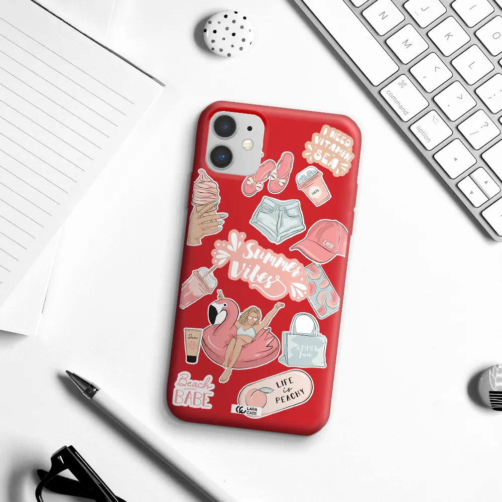 Summer Vibes Sticker Apple iPhone 11 Silicone Imperial Red Case